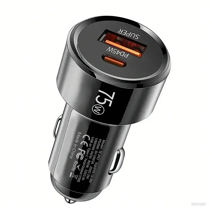 ALLY TurboCharge 75W Araç Şarj Cihazı – Çift Port (USB-C + USB-A-(5775)