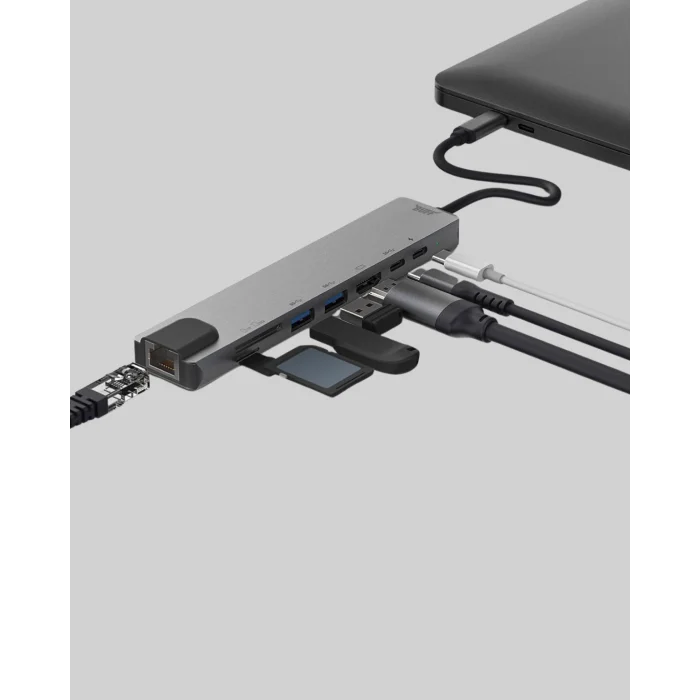 Alüminyum Kasalı MacBook USB-C Hub – 4K HDMI, USB 3.0, SD/TF Kart Girişi, PD Şarj Desteği