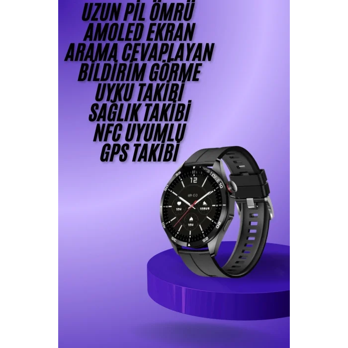 Amoled Ekran 3 Kordonlu Akıllı Saat 5.0 Bluetooth Bağlantılı Android ve İOS Uyumlu