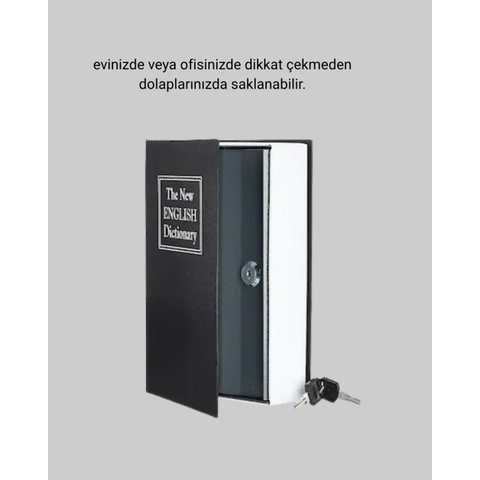 Anahtarlı Gizli Kitap Kasa – Metal İç Yapı Kamuflajlı Sözlük Tasarım
