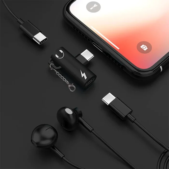 Anahtarlık Dual Usb Type C Şarj Dönüştürücü Başlık Adaptör-(5775)