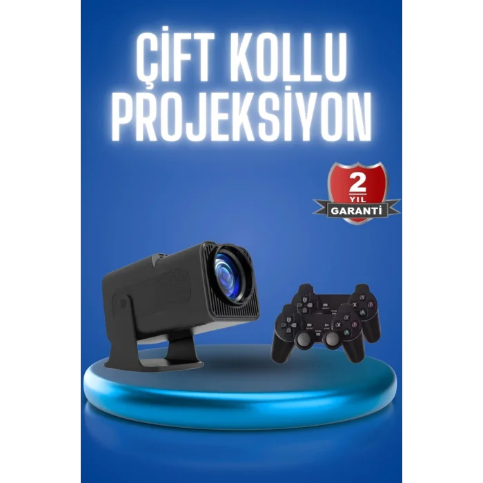 Android Projeksiyon Siyah Taşınabilir Sinema Projektörü 4k 1080p Ev Sineması Bluetooth