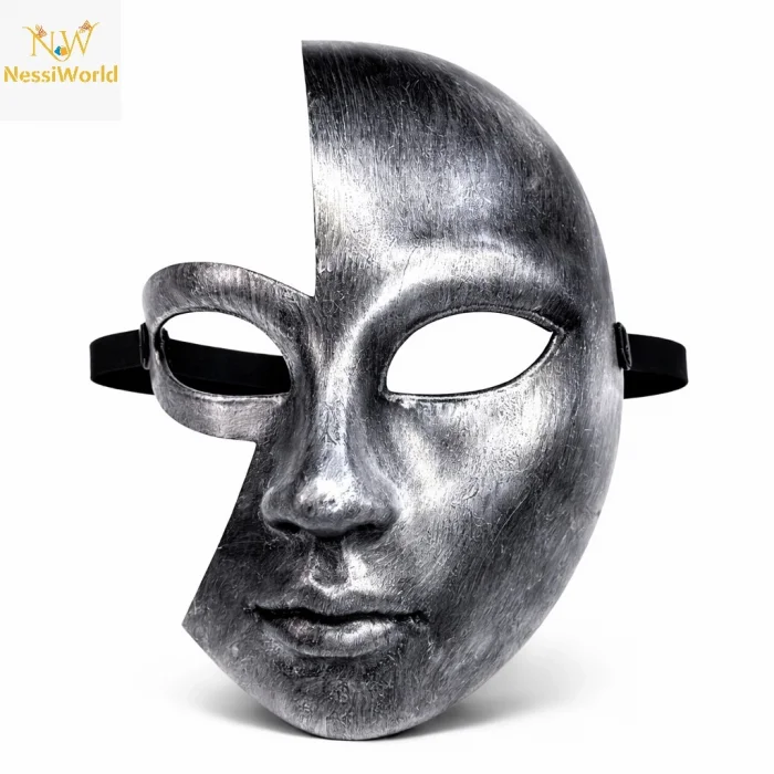 Antik Efektli Gümüş Yarım Yüz Parti Maskesi