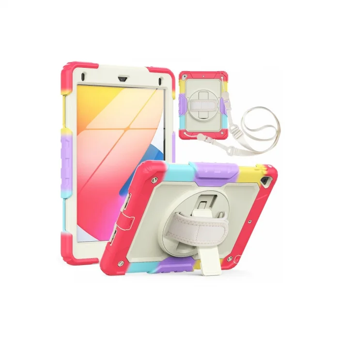 Apple İpad 5 Air 9.7 Kılıf Tablet Rainbow Kapak - Kırmızı