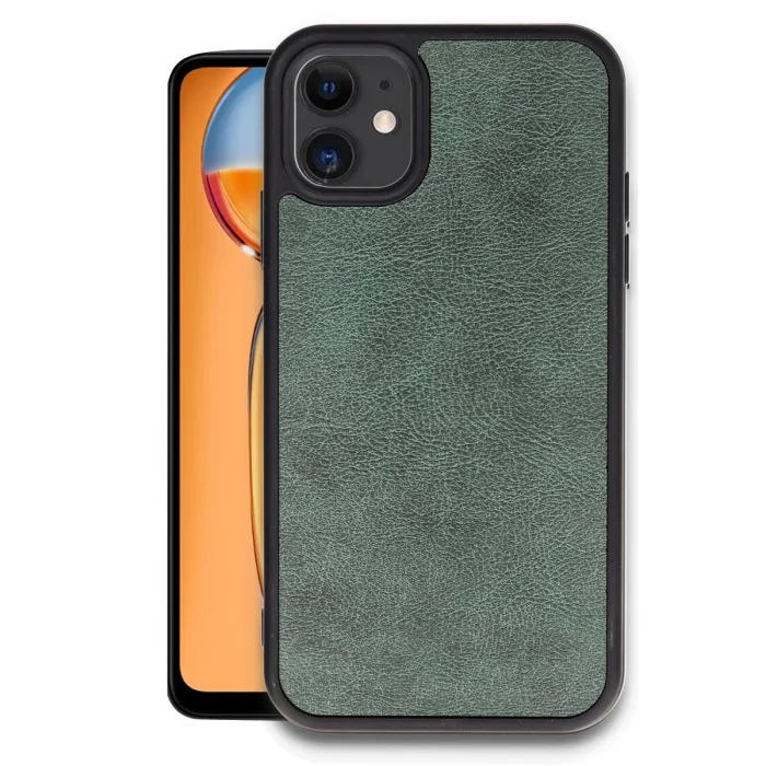 Apple İphone 11 Kılıf Aras Deri Kapak - Koyu Yeşil