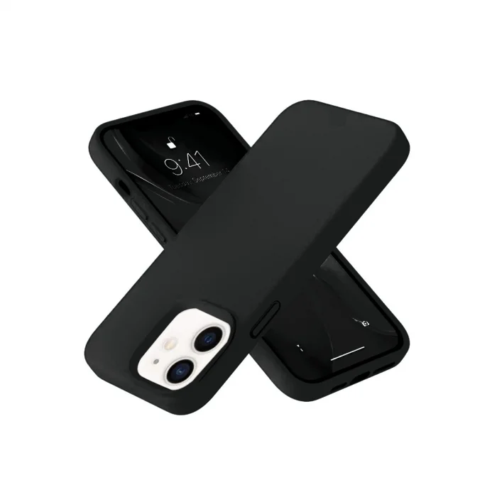 Apple İphone 12 Kılıf Nano İçi Kadife Silikon- Siyah