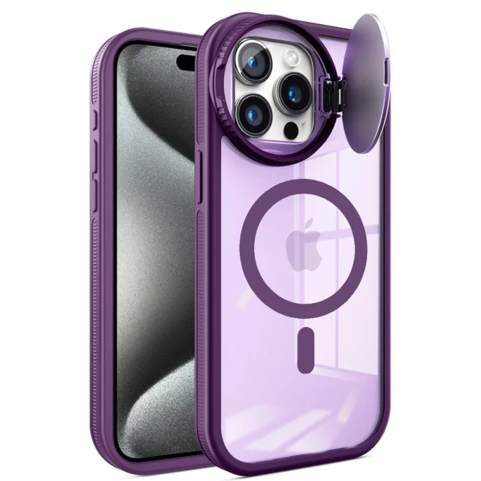 Apple İphone 14 Pro Max Kılıf Teleskop Lens Magsafe Silikon Kapak - Derin Mor