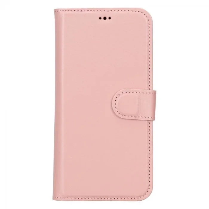 Apple iPhone 15 Pro Max Uyumlu Deri Cüzdanlı Kılıf MWWN NU2 Pembe