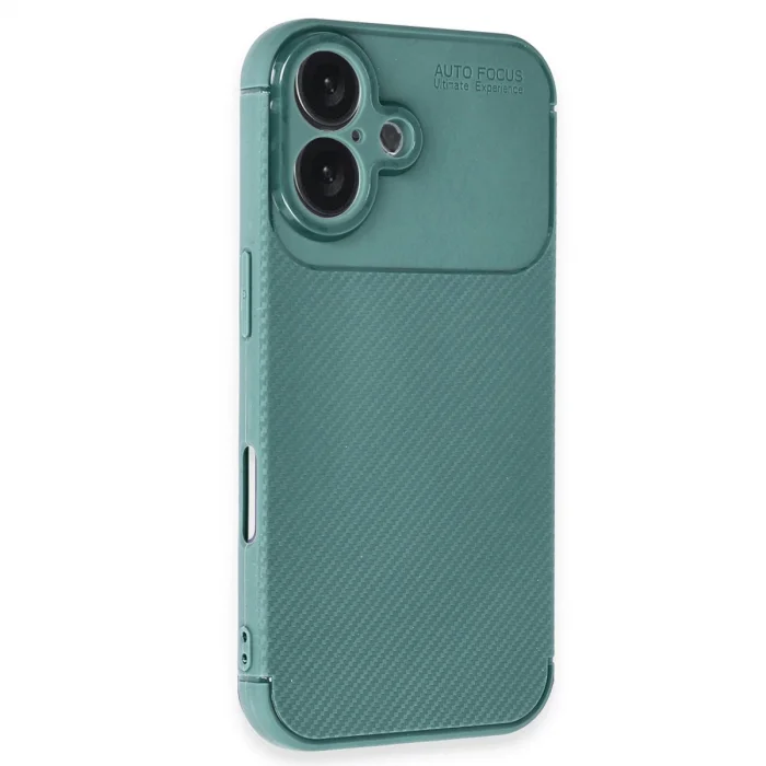Apple İphone 16 Kılıf Auto Focus Karbon Kapak - Koyu Yeşil