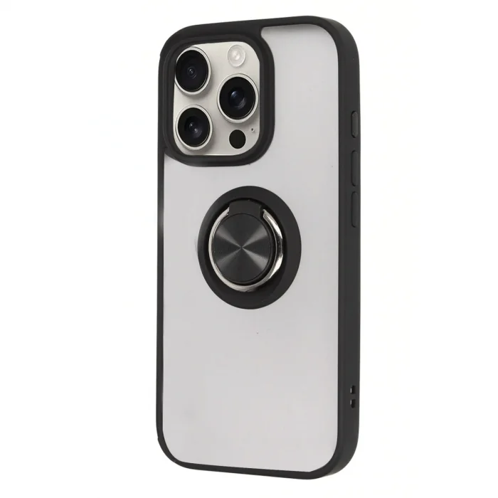 Apple İphone 16 Pro Kılıf Montreal Yüzüklü Silikon Kapak - Siyah