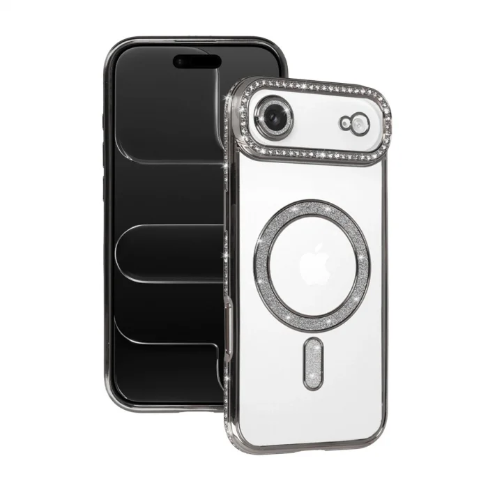 Apple İphone 17 Air Joke Simli Magneticsafe Kılıf - Gümüş