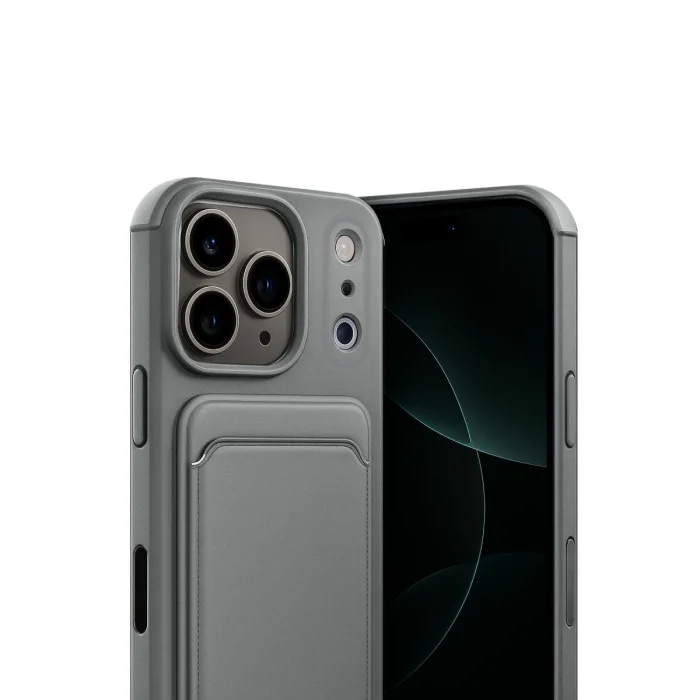 Apple İphone 17 Pro Max Kelvin Kartvizitli Silikon - Gri