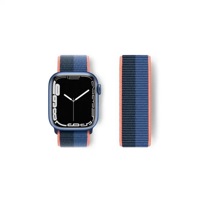 Apple Watch 38mm Hasırlı Cırtcırtlı Kordon - Siyah-mavi