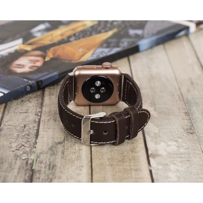Apple Watch Uyumlu Deri Kordon 42-44-45mm NM4-AS3 Kahve