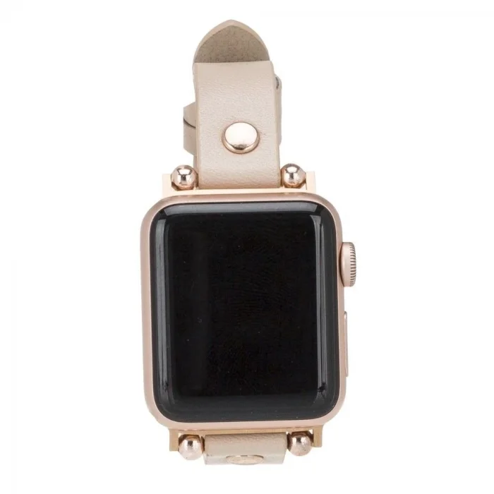 Apple Watch Uyumlu Deri Kordon 42-44-45mm RT ERC3 Bej