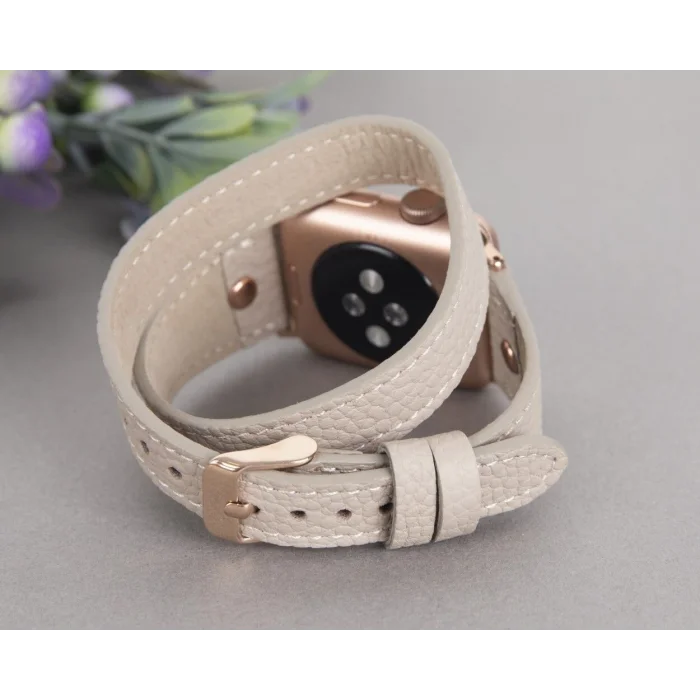 Apple Watch Uyumlu Deri Kordon 42-44-45mm Slim DTRT ERC3