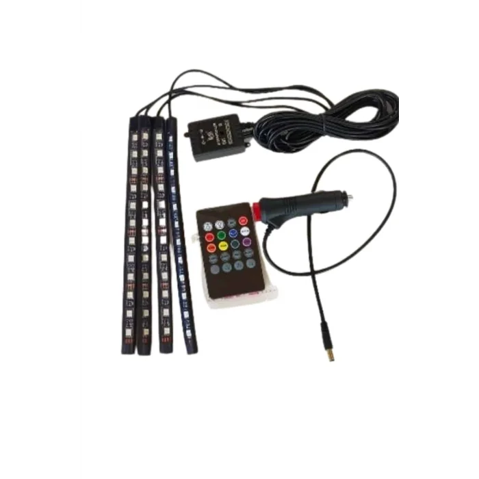 Araç İçi Ayak Altı Led 12 Led Işık Sese Müziğe Duyarlı RGB Işıklı Aydınlatma Seti