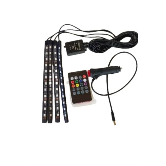 Araç İçi Ayak Altı Led 12 Led Işık Sese Müziğe Duyarlı RGB Işıklı Aydınlatma Seti