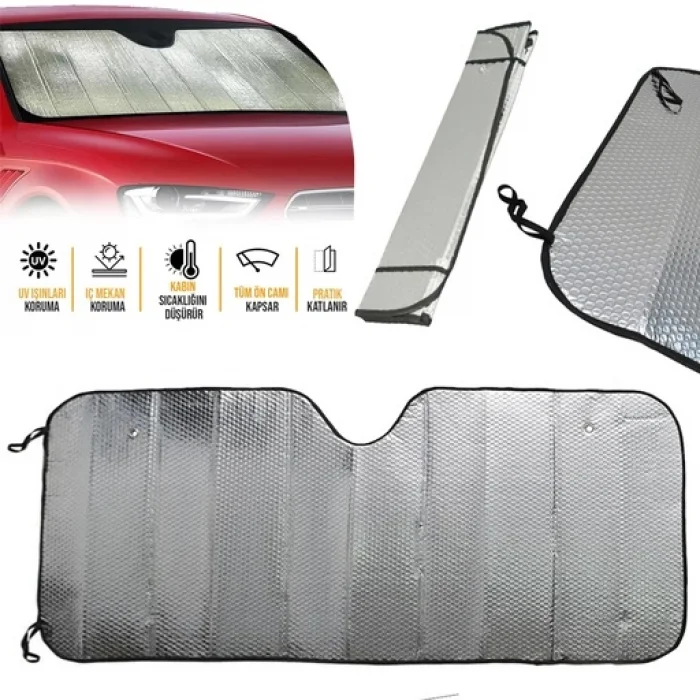 Araç Ön Cam Güneşlik UV ve Isı Koruma Katlanabilir Toyota Corolla Skoda Superb Dacia Duster Ford Focus