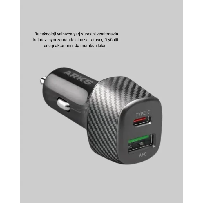 Araç Tipi Hızlı Şarj Adaptörü Type-C PD USB Çift Port Kompakt