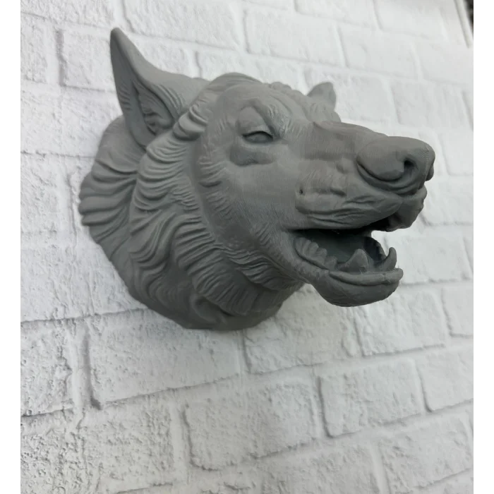 Asılabilir Gri Kurt Heykeli Ev Ofis Duvar Süslemesi Dekoratif