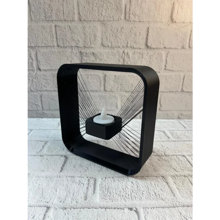 Askılı Kare Mumluk Duvar Dekoru Loş Salon ve Modern Mekanlar