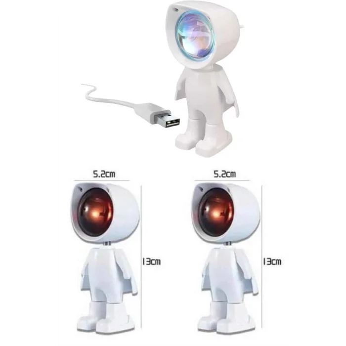 Astronot Işık Projektörü Gökkuşağı Projeksiyon Gece Lambası Hediyelik