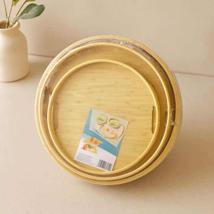 Bambu Ahşap Yuvarlak Tepsi Seti 30/35/38 cm (3lü)
