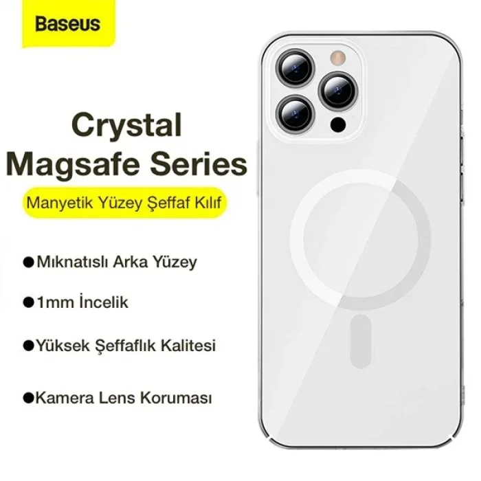 Baseus Crystal iPhone 12 Pro Max Kılıf Magsafe Uyumlu Manyetik Kılıf-(5775)