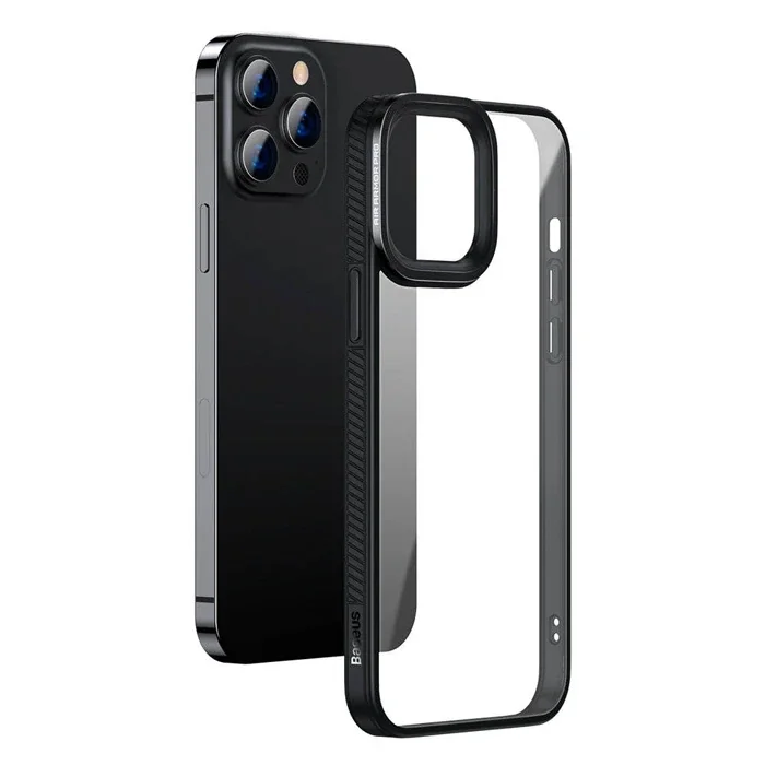 Baseus Crystal iPhone 13 Pro 6.1 Kılıf Jel Çerçeve Zırhlı Silikon Kılıf-(5775)