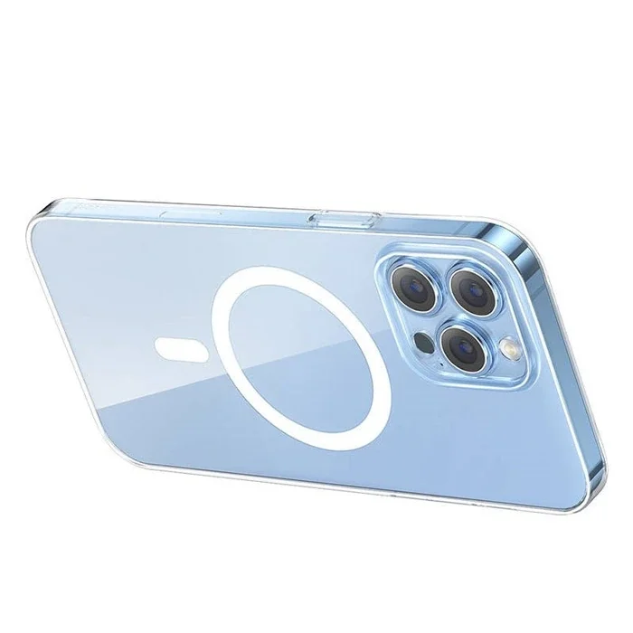 Baseus Crystal iPhone 13 Pro Magsafe Silikon Kılıf + Tempered Ekran Koruyucu Set-(5775)