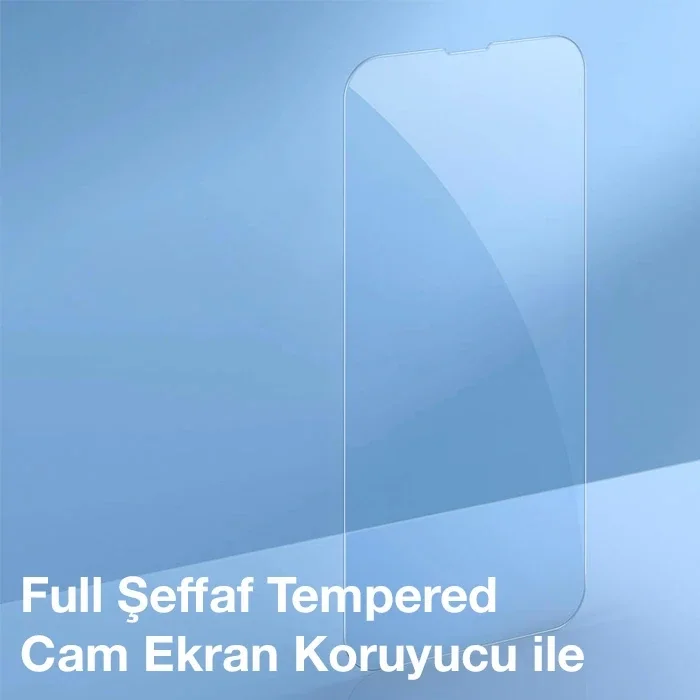 Baseus Crystal iPhone 13 Pro Max 6.7 Magsafe Silikon Kılıf + Tempered Ekran Koruyucu Set-(5775)