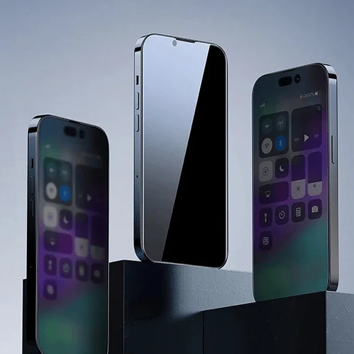 Baseus Crystal iPhone 15 Privacy Full Koruma Tempered Cam Ekran Koruyucu 2 Adet Set-(5775)