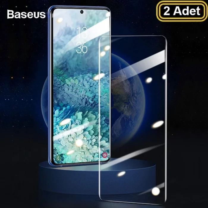 BASEUS Curved- Galaxy S20 Ultra Full Kaplama UV Tempered Cam Koruyucu 2Adet-(5775)