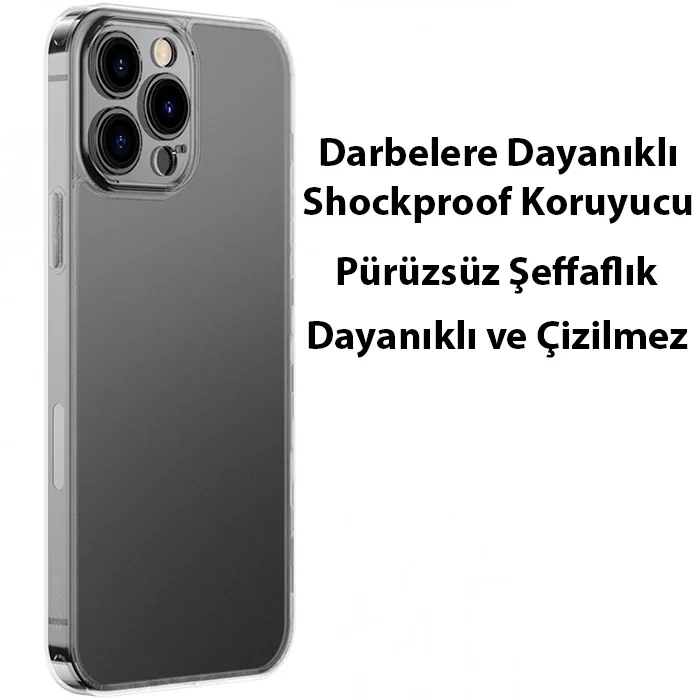 Baseus Frosted Glass iPhone 13 Pro Max 6.7inch Shockproof Koruyucu Kılıf-(5775)