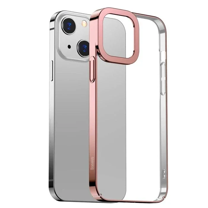 Baseus Glitter iPhone 13 6.1inç Kılıf Renkli Kenar Şeffaf Silikon-(5775)