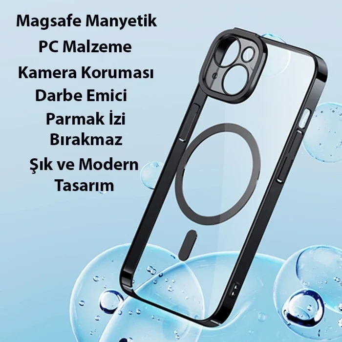 Baseus Glitter iPhone 14 6.1 Magsafe Silikon Kılıf + Tempered Ekran Koruyucu Set-(5775)