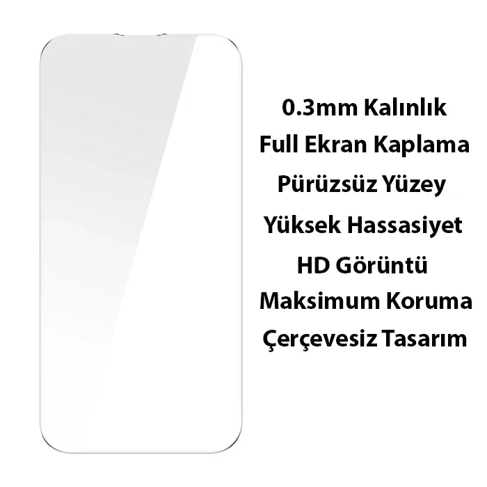 Baseus Glitter iPhone 14 Plus 6.7 Renkli Kenar Silikon Kılıf + Tempered Ekran Koruyucu Set-(5775)