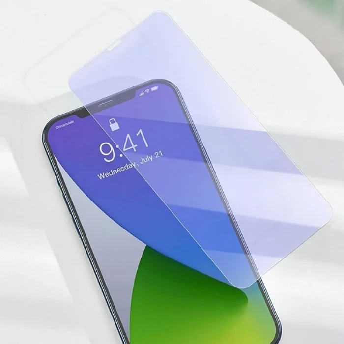 Baseus İPhone 12/12 PRO 6.1 0.3mm Antiblue Cam Ekran Koruyucu 2Adet-(5775)
