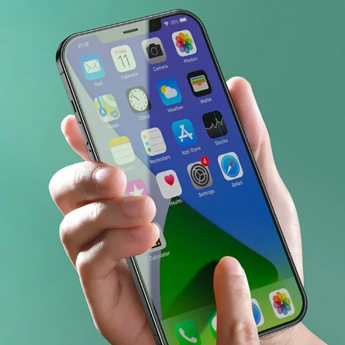 BASEUS İPhone 12 Pro Max 6.7 0.30mm Full Tempered Cam Ekran Koruyucu 2Set Anti-Bluelight-(5775)