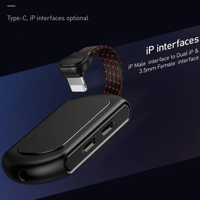 Baseus L47 3in1 2X iPhone Lightning başlık Ve 3.5mm Kulaklık Çıkışlı Şarj Adaptörü-(5775)