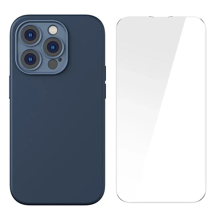Baseus Liquid Silica Gel iPhone 14 Pro 6.1 Magsafe Silikon Kılıf + Tempered Ekran Koruyucu Set-(5775)