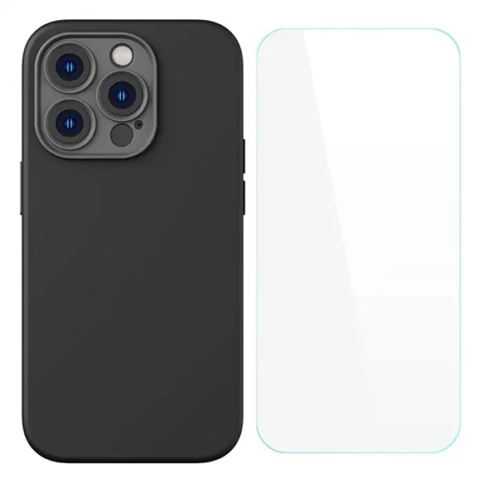 Baseus Liquid Silica iPhone 14 Pro Silikon Kılıf + Tempered Ekran Koruyucu Set-(5775)