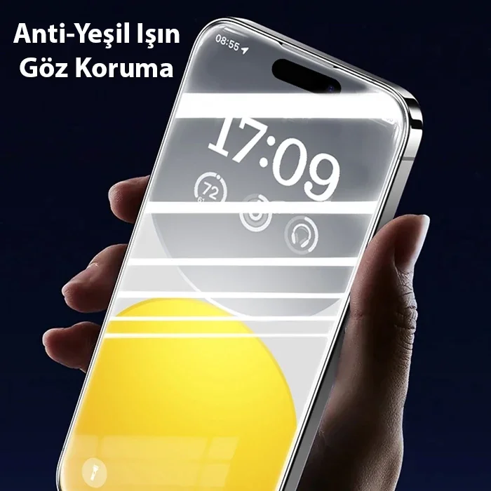 Baseus Schott iPhone 15 Pro Max Full Koruma Eye-Protection Tempered Cam Ekran Koruyucu-(5775)