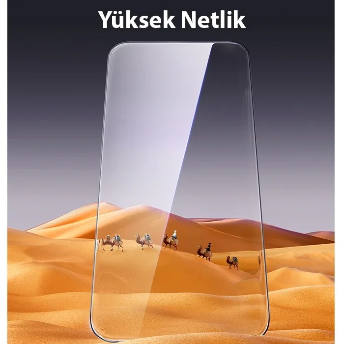 Baseus Schott iPhone 15 Pro Max Full Koruma Eye-Protection Tempered Cam Ekran Koruyucu-(5775)
