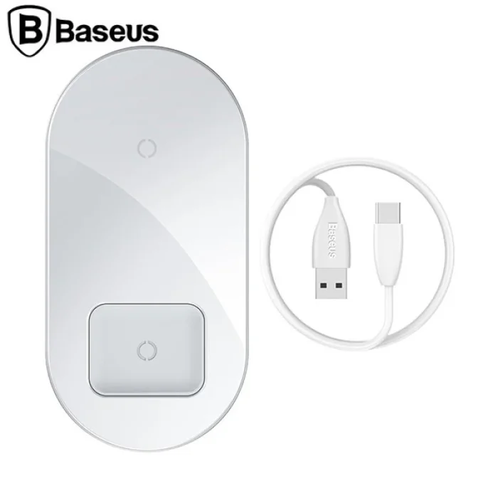 Baseus Simple 2in1 Kablosuz Wireless Şarj 18W iPhones+iPods-(5775)