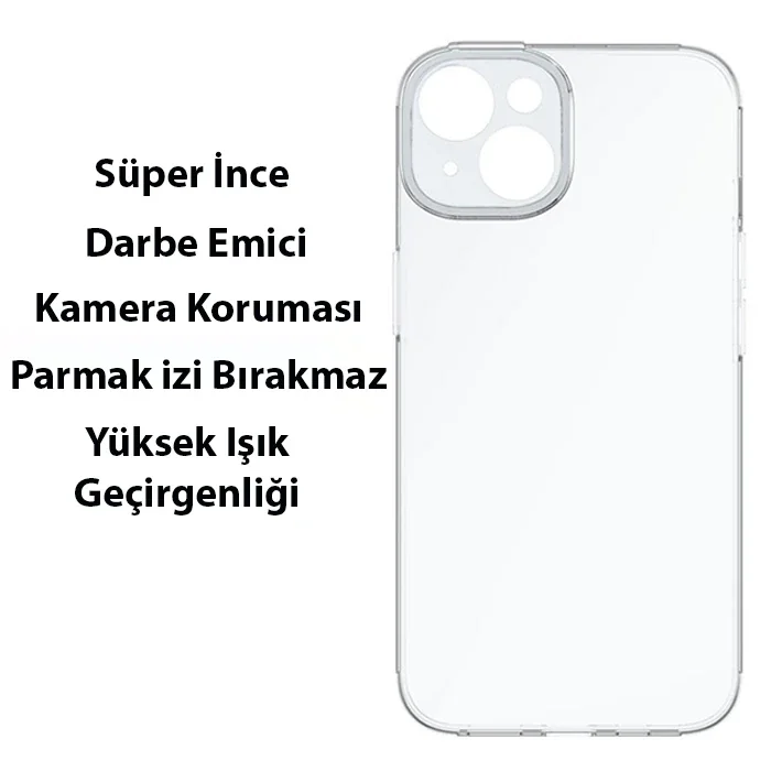 Baseus Simple Case iPhone 14 Plus 6.7 Kamera Korumalı İnce Silikon Şeffaf Kılıf-(5775)