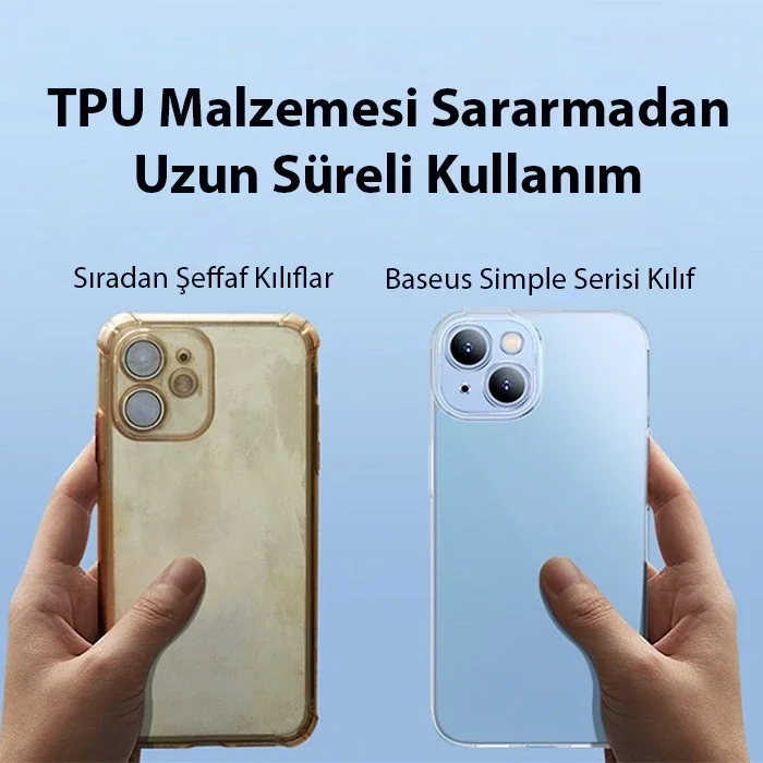 Baseus Simple Case iPhone 14 Plus 6.7 Kamera Korumalı İnce Silikon Şeffaf Kılıf-(5775)