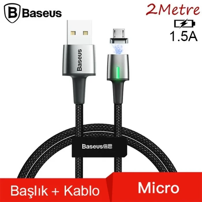 Baseus Zinc Magnetic Usb Kablo Şarj Android Mikro Başlık 2Metre 1.5A-(5775)