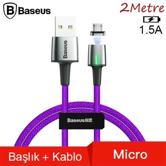 Baseus Zinc Magnetic Usb Kablo Şarj Android Mikro Başlık 2Metre 1.5A-(5775)